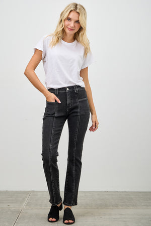 P81798BK, PLUS MID RISE SLIM STRAIGHT IN BLACK ACID