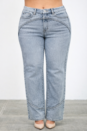 P81868ML, PLUS MID RISE STRAIGHT WITH PIPING
