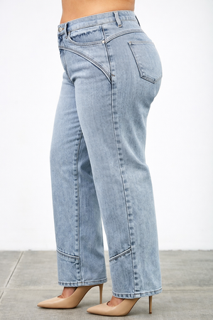 P81868ML, PLUS MID RISE STRAIGHT WITH PIPING