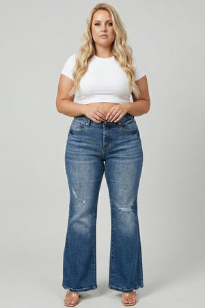P81918M, PLUS MID RISE BOOT CUT WITH DESTROY