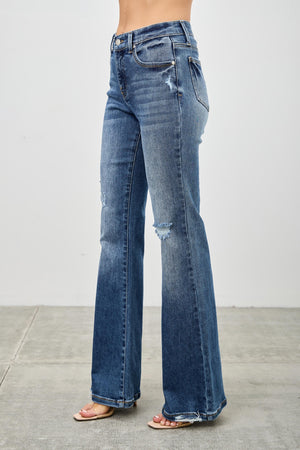 P81918M, PLUS MID RISE BOOT CUT WITH DESTROY