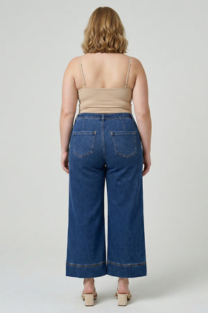 P81958D, PLUS MID RISE CROP WIDE PLEATS POCKET