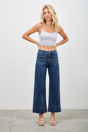 P81958D, PLUS MID RISE CROP WIDE PLEATS POCKET