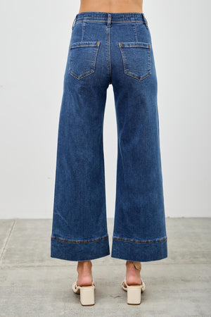 P8195D, MID RISE CROP WIDE WITH PLEATS POCKET