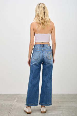 P82138M, HIGH RISE CROP WIDE WITH EMBROIDERY