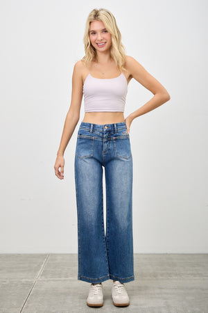 P82138M, HIGH RISE CROP WIDE WITH EMBROIDERY