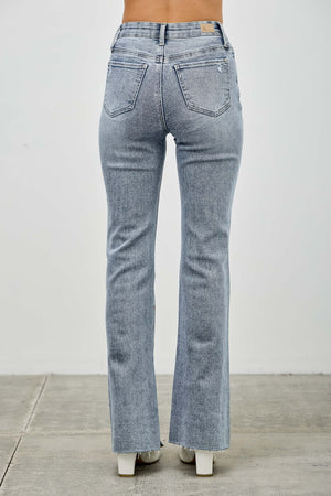 P82258L, PLUS HIGH RISE KICK FLARE WITH RHINESTONE