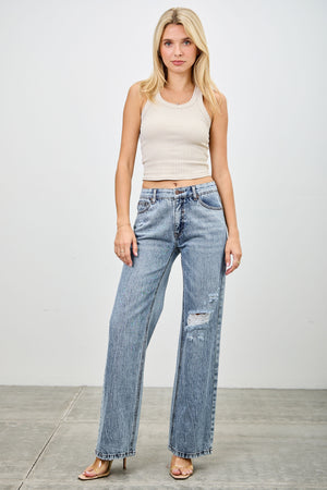 P8226M, MID RISE RELAXED STRAIGHT WITH DESTROY