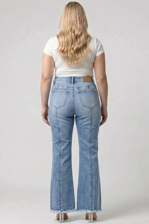 P82298M, PLUS HIGH RISE BOOT CUT WITH SEAM DETAIL