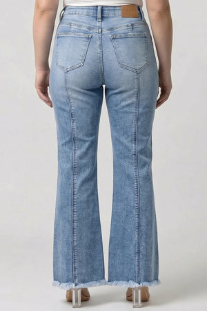 P82298M, PLUS HIGH RISE BOOT CUT WITH SEAM DETAIL