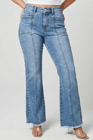 P82298M, PLUS HIGH RISE BOOT CUT WITH SEAM DETAIL