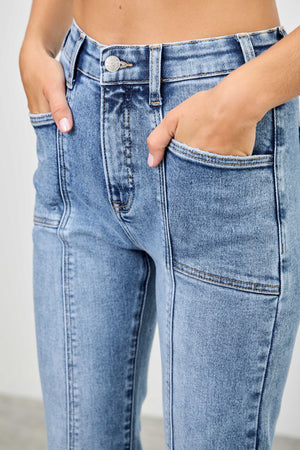 P8229M, HIGH RISE BOOT CUT WITH SEAM DETAIL