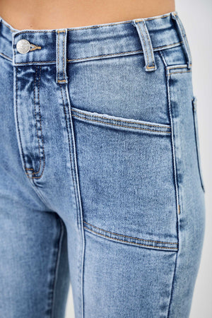 P82298M, PLUS HIGH RISE BOOT CUT WITH SEAM DETAIL