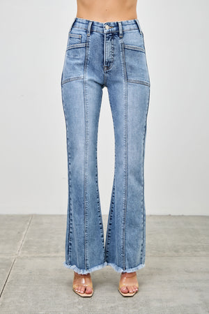 P82298M, PLUS HIGH RISE BOOT CUT WITH SEAM DETAIL