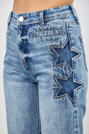 P82378ML, PLUS HIGH RISE CROP WIDE WITH STAR