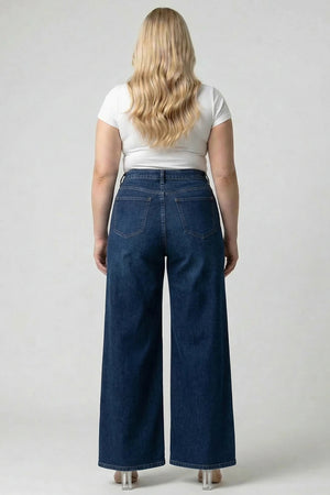 P82678D, PLUS HIGH RISE  WIDE LEG WITH DOUBLE BUTTONS