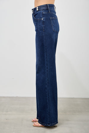 P82678D, PLUS HIGH RISE  WIDE LEG WITH DOUBLE BUTTONS