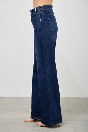 P82678D, PLUS HIGH RISE  WIDE LEG WITH DOUBLE BUTTONS