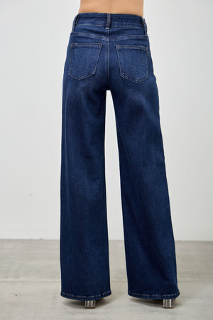 P82678D, PLUS HIGH RISE  WIDE LEG WITH DOUBLE BUTTONS