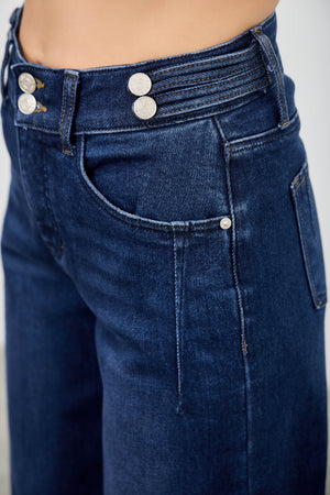 P82678D, PLUS HIGH RISE  WIDE LEG WITH DOUBLE BUTTONS