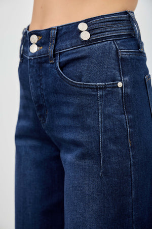 P82678D, PLUS HIGH RISE  WIDE LEG WITH DOUBLE BUTTONS