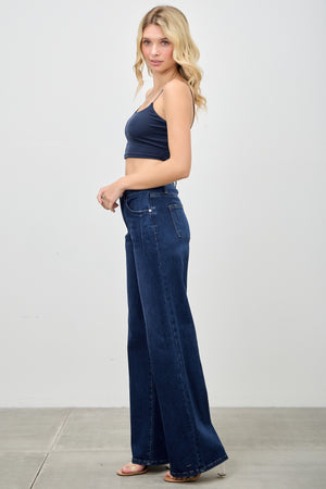 P82678D, PLUS HIGH RISE  WIDE LEG WITH DOUBLE BUTTONS