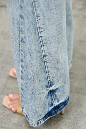 P8268ML, MID RISE WIDE FLARE WITH KNEE DESTROY