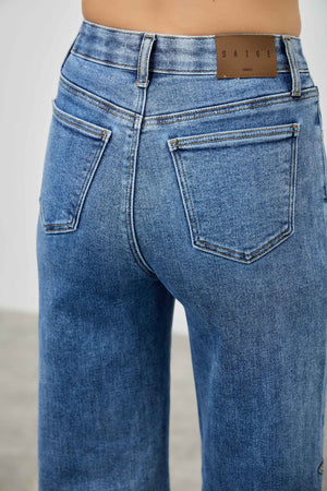 P8273M, HIGH RISE WIDE LEG WITH STAR PATCH