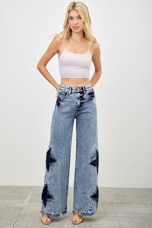 P8276M, MID RISE WIDE STRAIGHT WITH CONTRAST STAR