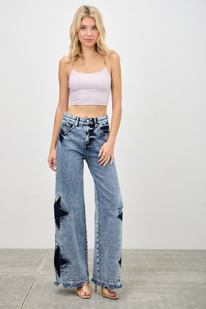 P8276M, MID RISE WIDE STRAIGHT WITH CONTRAST STAR