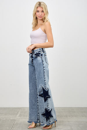 P8276M, MID RISE WIDE STRAIGHT WITH CONTRAST STAR