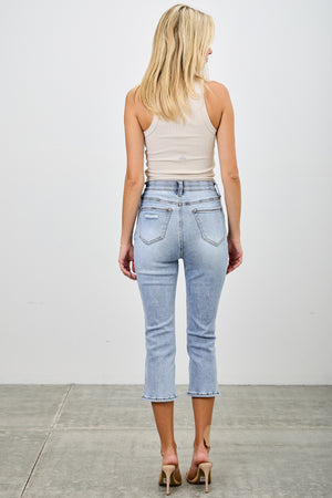 P82828, PLUS HIGH RISE CAPRI WITH SLIT