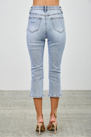 P82828, PLUS HIGH RISE CAPRI WITH SLIT