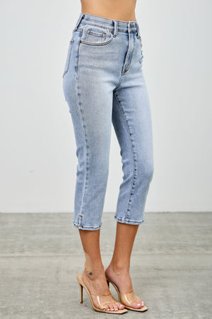 P82828, PLUS HIGH RISE CAPRI WITH SLIT