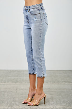 P82828, PLUS HIGH RISE CAPRI WITH SLIT