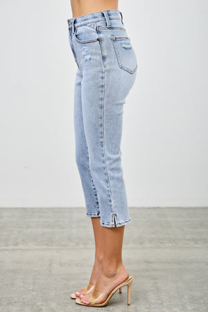 P82828, PLUS HIGH RISE CAPRI WITH SLIT