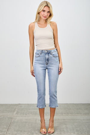 P82828, PLUS HIGH RISE CAPRI WITH SLIT