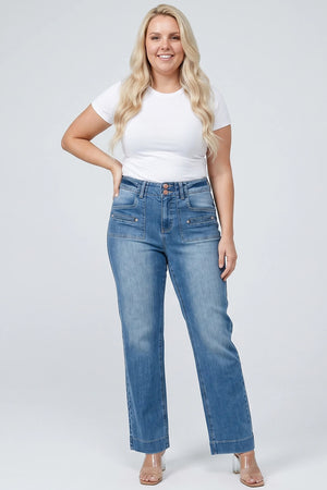P82848M, PLUS HIGH RISE PATCHED POCKET WITH DOUBLE BUTTONS