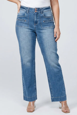 P82848M, PLUS HIGH RISE PATCHED POCKET WITH DOUBLE BUTTONS