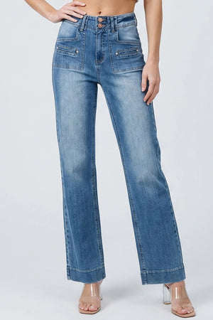 P8284M, HIGH RISE PATCHED POCKET WITH DOUBLE BUTTONS