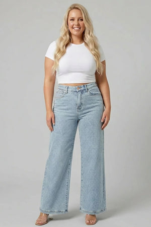 P82888L, PLUS HIGH RISE WIDE LEG WITH DOT PRINT