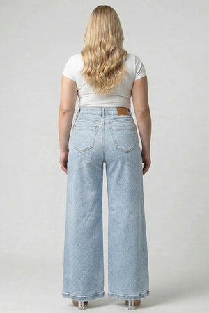 P82888L, PLUS HIGH RISE WIDE LEG WITH DOT PRINT