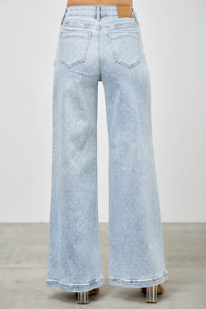P8288L, HIGH RISE WIDE LEG WITH DOT PRINT