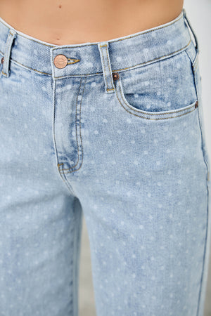 P8288L, HIGH RISE WIDE LEG WITH DOT PRINT