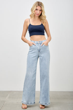 P8288L, HIGH RISE WIDE LEG WITH DOT PRINT