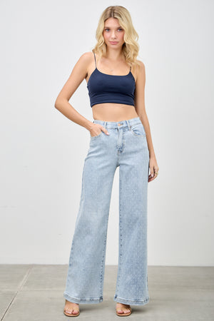 P8288L, HIGH RISE WIDE LEG WITH DOT PRINT