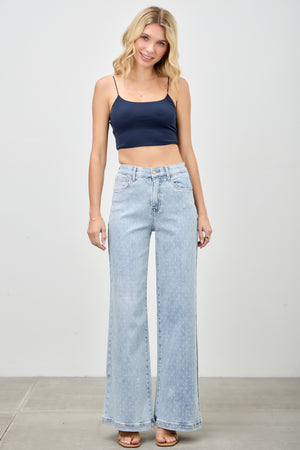 P8288L, HIGH RISE WIDE LEG WITH DOT PRINT