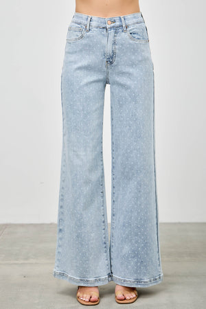 P8288L, HIGH RISE WIDE LEG WITH DOT PRINT