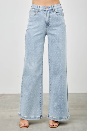 P8288L, HIGH RISE WIDE LEG WITH DOT PRINT