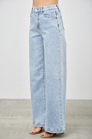P8288L, HIGH RISE WIDE LEG WITH DOT PRINT
